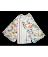 3 Sigrid Olsen Sunbathers Beach Dogs Stripes Pique Terry Kitchen Towels NWT - $30.17 CAD