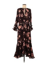 NWT Johanna Ortiz x H&amp;M Creped Ruffled Midi in Dark Brown Wild Roses Dress S - £65.16 GBP