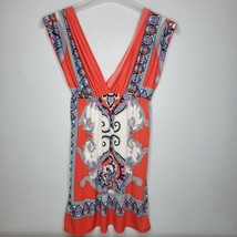 Rue 21 Womens Beach Cover Up Tunic Dress Coral Paisley Swim - $14.98