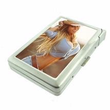 Pin Up Cowgirls D6 100&#39;s Size Cigarette Case with Built in Lighter Metal Wallet - £16.78 GBP