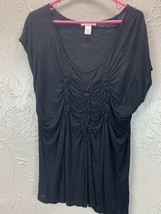 KENAR WOMEN&#39;S V NECK SLEEVELESS RUCHED DRAPED DETAILS CAP SLEEVE SIZE 1X - $18.10