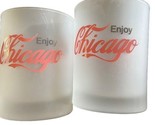 Coca Cola Enjoy Chicago Vintage Frosted Rock Glasses Lot Of 2 - $14.80