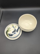 Hand Painted Vintage Koi Serving Bowl With Lid Signed Asian Pottery - $2,422.24 MXN