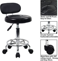 Rolling Swivel Salon Stool Adjustable Drafting Stool Tattoo Facial Massage Chair - £57.54 GBP