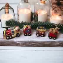 Vtg Christmas Train Ceramic Candle Holders 4pcs Holiday Collection Santa Bears  - £9.63 GBP