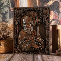 Saint Patrick Wood Carving Icon - Irish Patron Saint - £47.81 GBP+