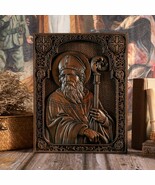 Saint Patrick Wood Carving Icon - Irish Patron Saint - $81.76 CAD+