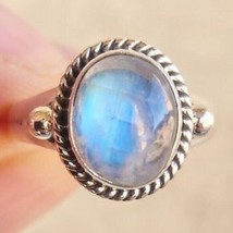 Anillo hecho a mano de plata esterlina 925 con piedras preciosas de luna arco... - £26.16 GBP