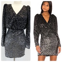 NEW LPA Revolve Constance Dress Sequin Black Silver Ombre Open Back NYE Party M - £93.25 GBP