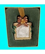 Christmas Picture Frame Ornament Enamel Metal Rhinestones 1.75x1.75 Phot... - £11.06 GBP