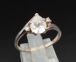 AVON 925 Silver - Vintage Dainty Pear Shaped Cubic Zirconia Ring Sz 8.5- RG25024 - £22.38 GBP