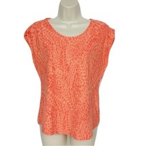 Columbia Athletic Shirt Size Small Orange Geometric Scoop Neck Ruched Shoulder - £15.60 GBP