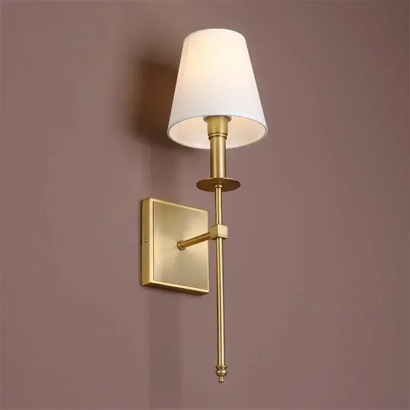 American Retro Industrial Style Wall Lamp Fabric lampshade Bedroom Bedside - £32.04 GBP+