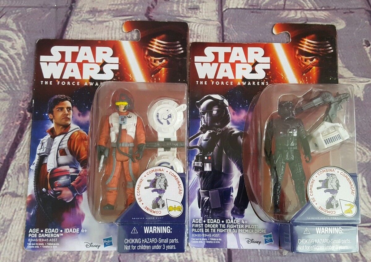 Hasbro Star Wars The Force Awakens Poe Dameron and First Order Tie Pilot Figures - $14.24