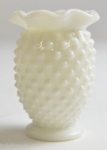 Fenton Art Glass Hobnail Milk Glass Pattern Handkerchief Vase 3.625&quot; Tall Decor - £42.65 GBP