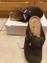 Birkenstock Papillio Fanny Roast Brown Slip-on Buckle Wedge Clog Mules 4... - $126.47