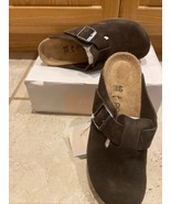 Birkenstock Papillio Fanny Roast Brown Slip-on Buckle Wedge Clog Mules 4... - $172.97 CAD
