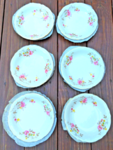 Vintage Edwin M. Knowles 1940&#39;s Blossom Time Floral Coupe Soup Bowls 6 Pc. Set - £75.62 GBP