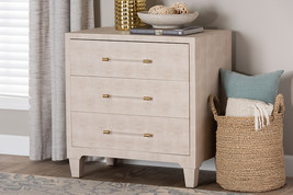 Sydney Modern Beige Faux Shagreen 3-Drawer Storage Cabinet - $10,417.91 MXN