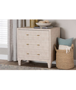 Sydney Modern Beige Faux Shagreen 3-Drawer Storage Cabinet - $10,221.21 MXN