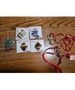 Vintage Christmas Brooch Pin Necklace Lot Of 7 Sparkling Pins Festive  New - $24.70