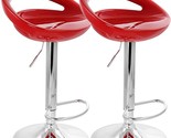 Elama Modern 2 Piece Retro Adjustable Bar Stool in Red with Chrome Base ... - $304.99