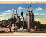 Pioneer Monument Salt Lake City Utah UT UNP Linen Postcard N18 - $2.92