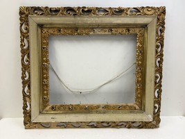 Antique Picture Frame gold wood vintage ornate gesso FITS 16 x 20 white ... - $69.99