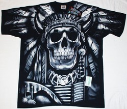 Indian Chief Skull 2 Sided Body Print Shirt Size XL Liquid Blue 1997 NEW UNWORN - £41.15 GBP