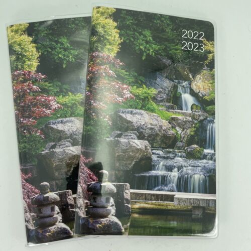 Lot of 2 Pocket Monthly Planners 2022/2023 6.5&quot; x 3.75&quot; Waterfall Design... - $4.97