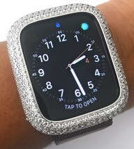 Bling Apple Watch Series 7/8 Bisel Cara Funda Parachoques Zirconia Silver 41MM - £71.99 GBP