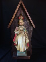 antique statue JESUS OF PRAQUE in  wooden chapel - Infant of Prague - £134.91 GBP