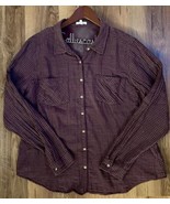Maurices Women’s Maroon Check Button-Down Autumn LS Blouse Shirt Size 2X... - $27.16 CAD