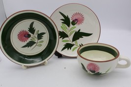 Stangl Pottery Thistle China 3 piece Lot Berry Bowl Dessert Plate Tea Cup VTG - £8.62 GBP