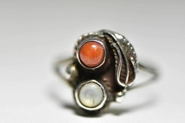 Coral ring southwest MOP sterling silver girls women Size 7.25 - £29.63 GBP
