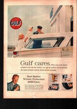 1959 Gulf Oil Company Red Barber blond Mom Boy Gas Station Vintage Print... - £19.27 GBP