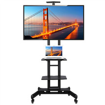 Height Adjustable Mobile Tv Stand W/Mount Wheels For 32-75&quot; Lcd/Lcd Flat Screens - £116.33 GBP