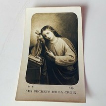 Holy prayer card vtg paper ephemera Catholic Christian France 1915 secret Croix - £24.07 GBP