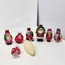 Vintage Old World Christmas Glass Light Covers Lot 8 Ornaments Santa Pin... - $27.33