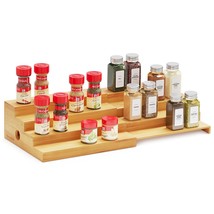 4 Tier Bamboo Spice Rack Organizer For Cabinet, Kitchen Pantry Spices Storage Ra - £34.92 GBP