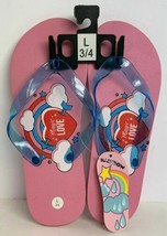 Royal Deluxe Accessories Pink &quot;Magic Love&quot; Printed Kids Flip Flops Sz: L... - £7.98 GBP