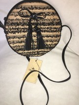 Patricia Nash Ebbe Woven Straw Sibari Crossbody Black Tassel New - £109.91 GBP