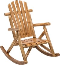 Antique Wood Outdoor Rocking Log Chair Wooden Porch Rustic Log Rocker - £198.26 GBP