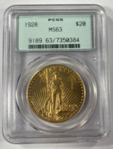 1928 $20 Gold St. Gaudens Double Eagle Graded by PCGS as MS-63 Old Holder - $2,673.00