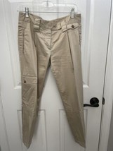 PRADA RN 98339 Women Khaki Cargo Pants  Sz 4 Button Ankle Pockets Italy - $34.83