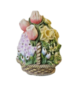 Retired Large Partylite Floral Bouquet Basket Tealight Holder Tulip Garden  - £11.43 GBP