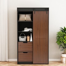 71-inch High wardrobe and cabinet , Clothes Locker，classic sliding barn ... - £299.15 GBP