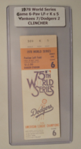 1978 World Series Ticket Stub~Game 6 Clincher~Pavilion s5~lt. Fading~Ex - £125.32 GBP