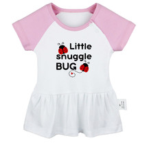 Little Snuggle Bug Funny Dresses Newborn Baby Princess Infant Ruffles Sk... - £9.21 GBP