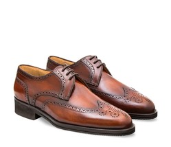 New Darby Handmade Leather Wood Brown  color Wing Tip Brogue Shoe For Men&#39;s - £125.62 GBP